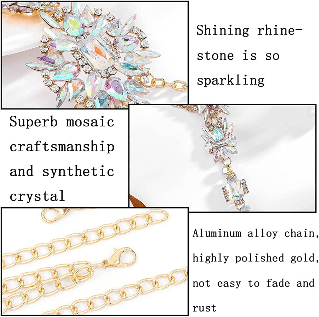 ELABEST Boho Rhinestone Statement Chest Chain Crystal Necklace Body Chain Summer Beach Body Jewelry Accessories for Women and Girls Apparel & Accessories > Jewelry > Body Jewelry ELABEST