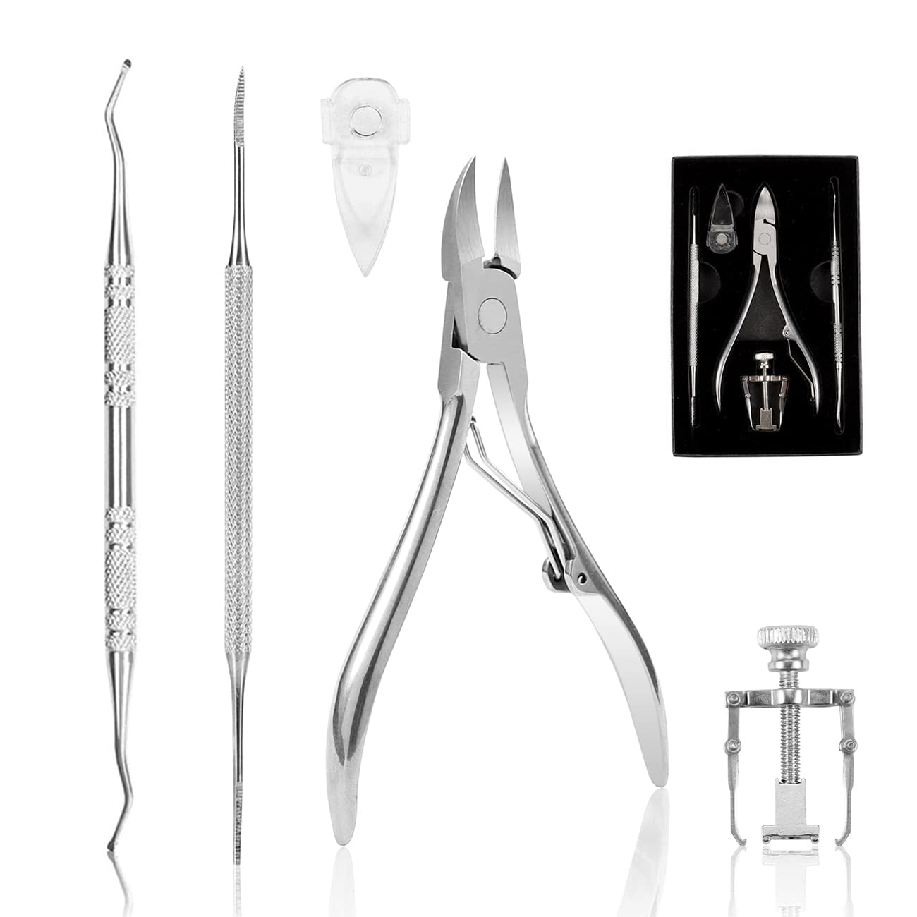 Ingrown Toenail Tool Kit (9PCS), Professional Toe Nail Clipper Set for Ingrown & Thick Nail, Stainless Steel Ingrown Toenail Kit, Surgery Grade Manicure Pedicure Tool by Dualeco Health & Beauty > Personal Care > Cosmetics > Cosmetic Tools > Nail Tools Dualeco Silver 5 Piece Set