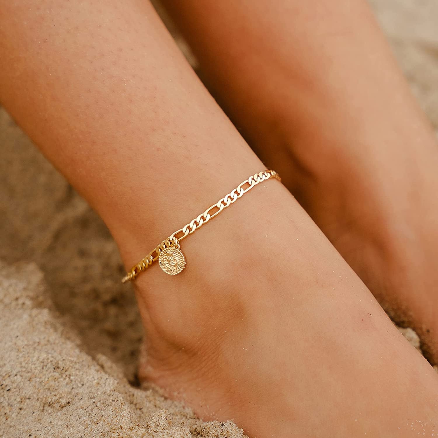 Lcherry Gold Plated Anklets for Women Dainty Zodiac Constellation Anklet Zodiac Sign Disc Ankle Bracelet 14K Real Gold Plated Anklets for Women Apparel & Accessories > Jewelry > Anklets Lcherry