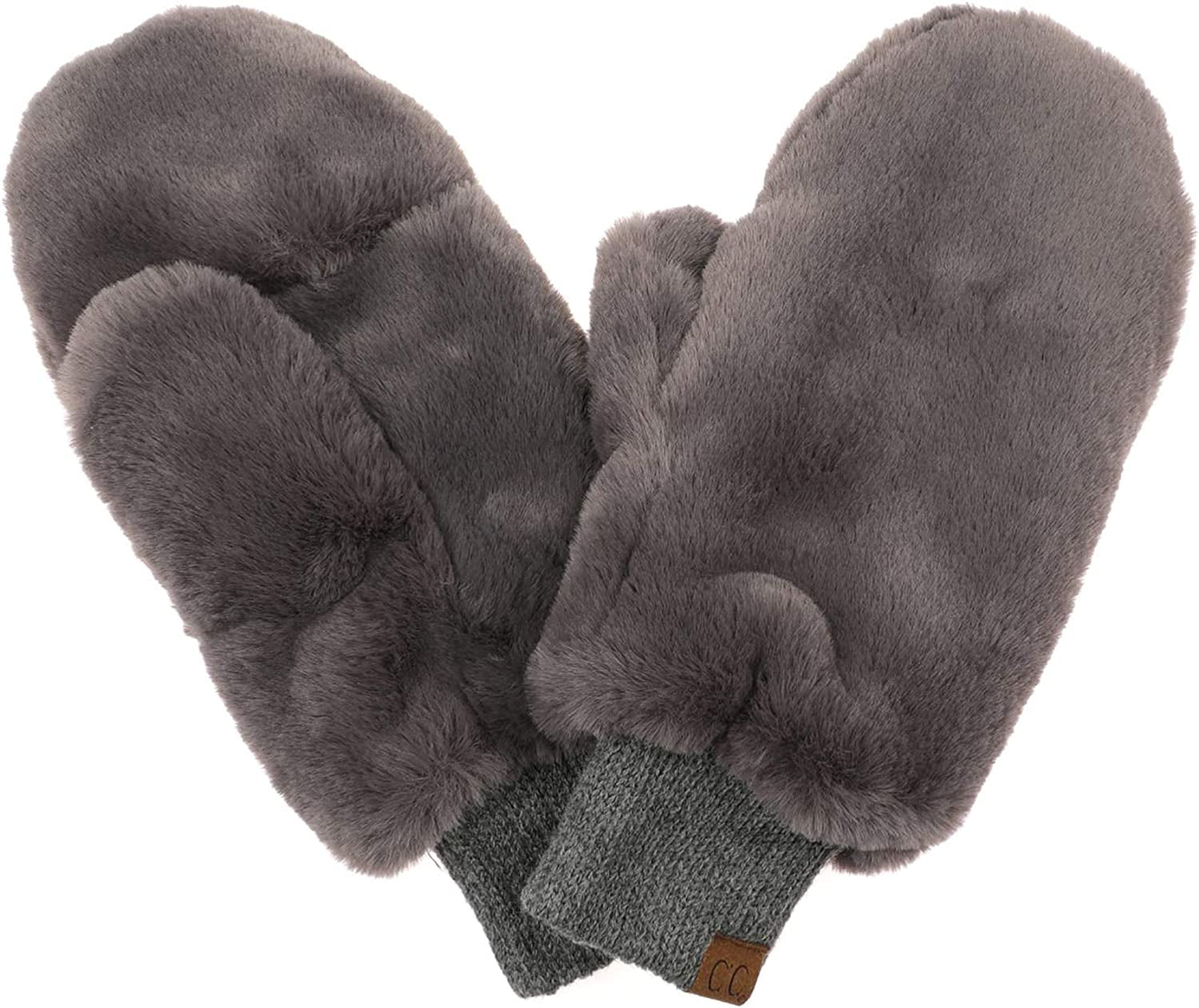 Funky Junque Faux Fur Flip Mittens Womens Warm Convertible Fingerless Gloves Apparel & Accessories > Clothing Accessories > Gloves & Mittens Funky Junque Faux Fur - Grey
