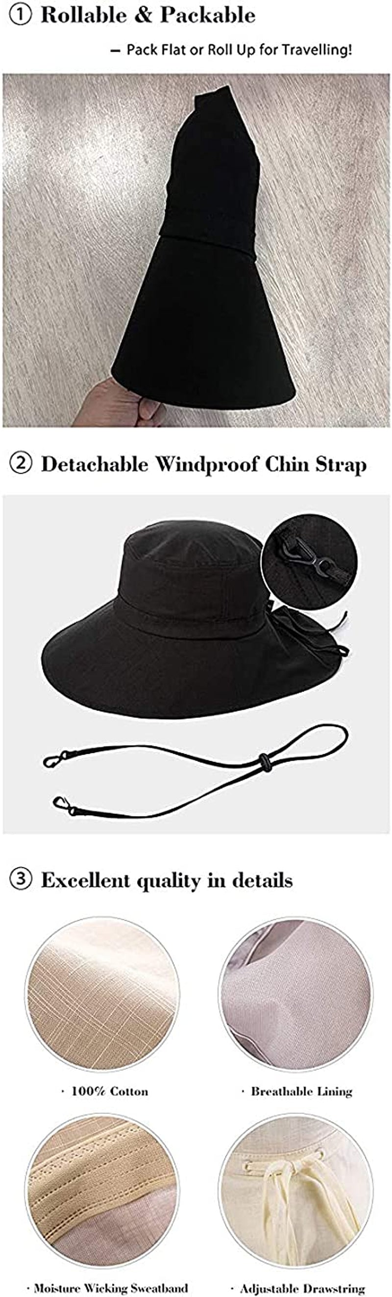 Comhats Womens Summer Flap Cover Cap Cotton UPF 50+ Sun Shade Hat with Neck Cord Apparel & Accessories > Clothing Accessories > Hats Comhats