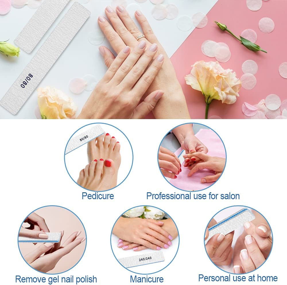 Nail Files-Nail File for Acrylic Nails 12Pcs, 80/80 Grit Nail Files Emery Boards for Acrylic Nails, Jumbo File Washable Thick Professional Square Nail File Manicure Tools for Nail Tech Health & Beauty > Personal Care > Cosmetics > Cosmetic Tools > Nail Tools BLESWIN