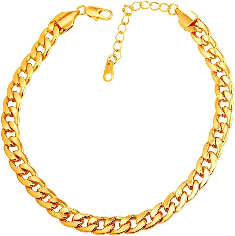 Women Girls Barefoot Jewelry 18K Gold or Rose Gold Stainless Steel Heart / Rope / Figaro / Cuban Chain Anklet Foot Bracelet, 25-30 CM Long Apparel & Accessories > Jewelry > Anklets U7 Jewelry 01.Gold (Hot sale)