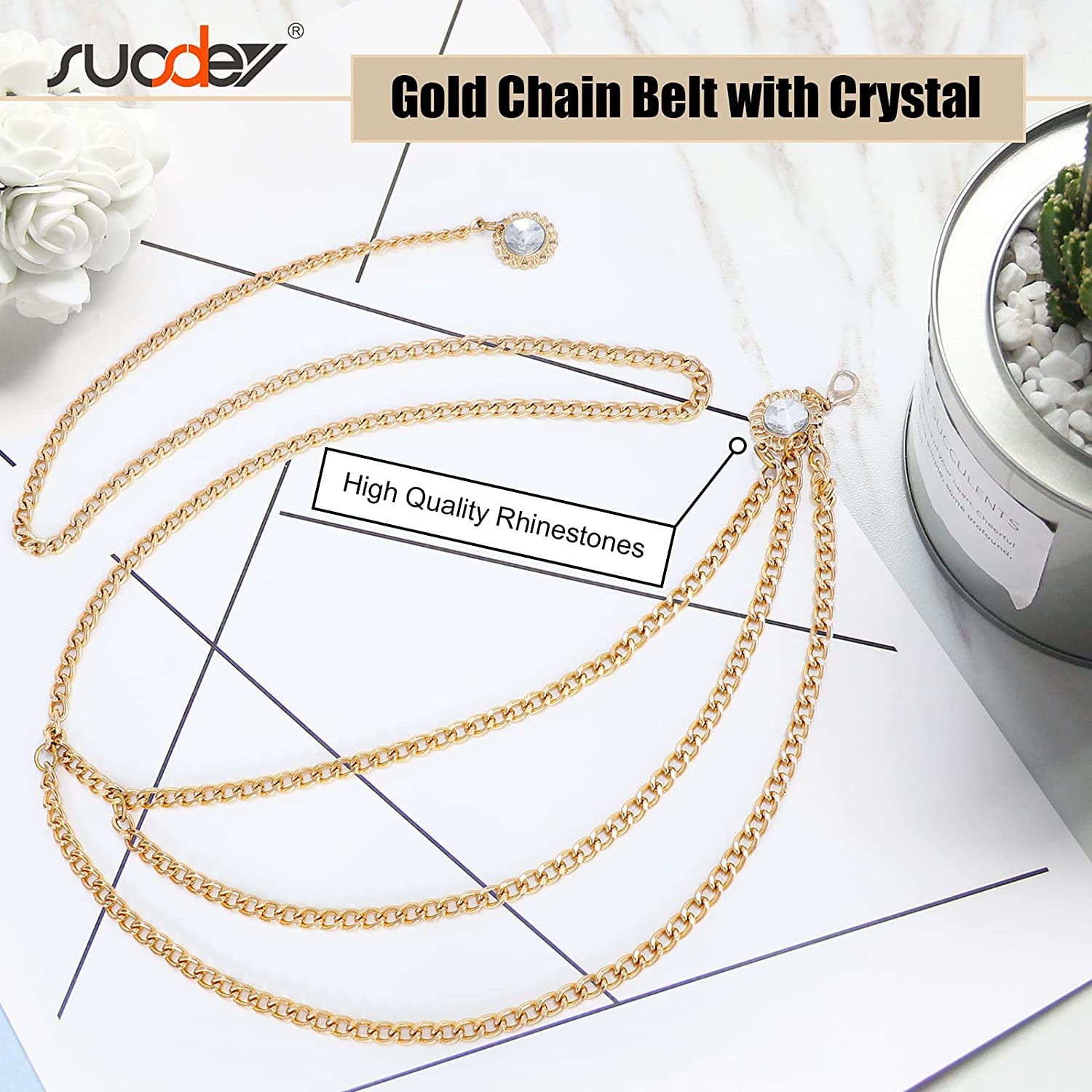 Metal Body Chain Women Belly Waist Chain SUOSDEY Fashion Body Jewelry Link Belts Apparel & Accessories > Jewelry > Body Jewelry SUOSDEY