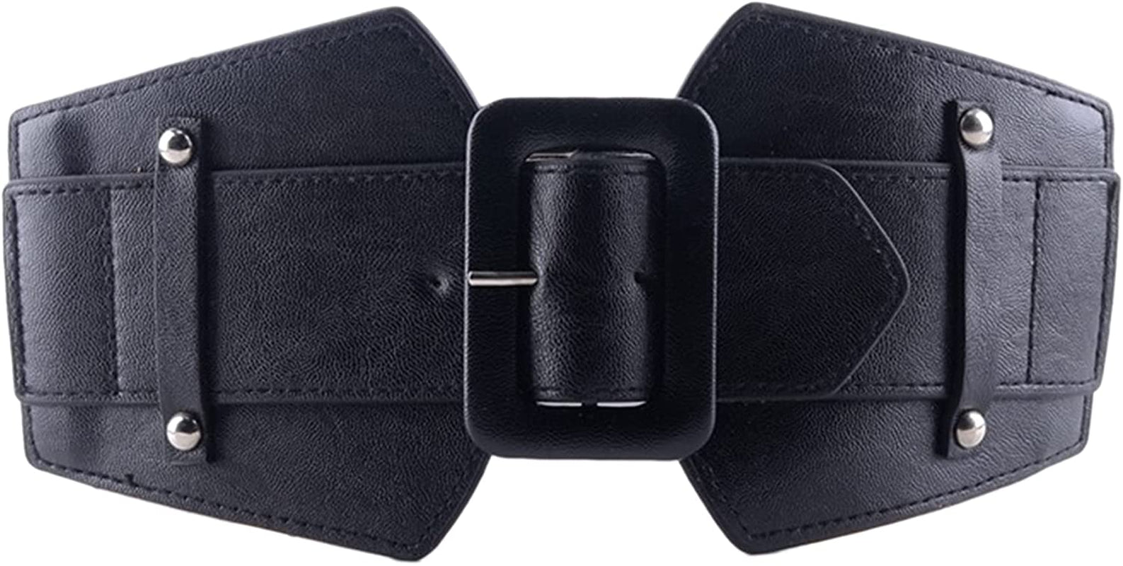 CLARA Women Vintage Western Waist Belt Double Buckle Belt PU Leather Waistband for Jeans Dress Apparel & Accessories > Clothing Accessories > Belts CLARA 06415black