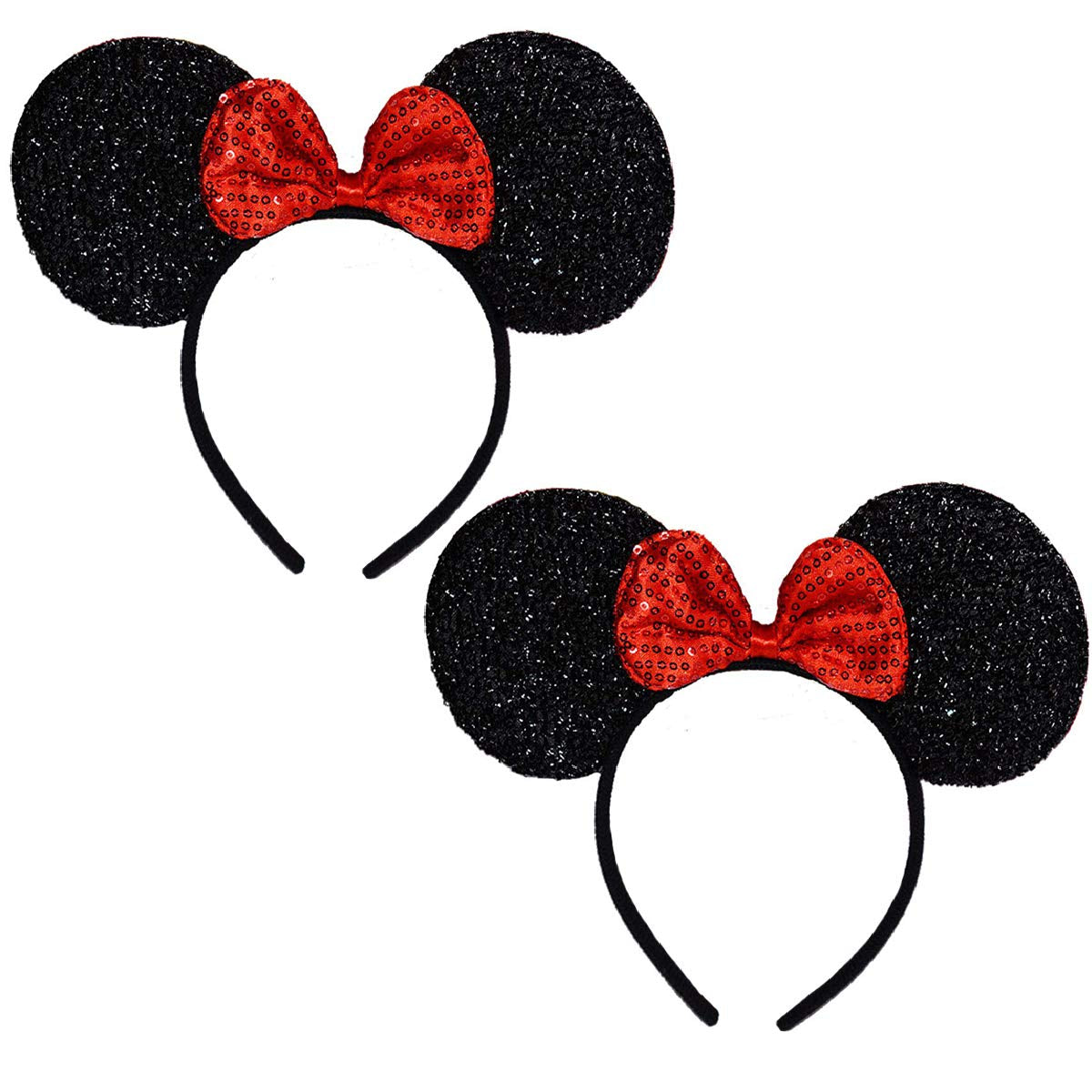 FANYITY Mickey Ears, 2 Pcs Minnie Ears Headbands Hair Band for Christmas Party Apparel & Accessories > Clothing Accessories > Headwear FANYITY