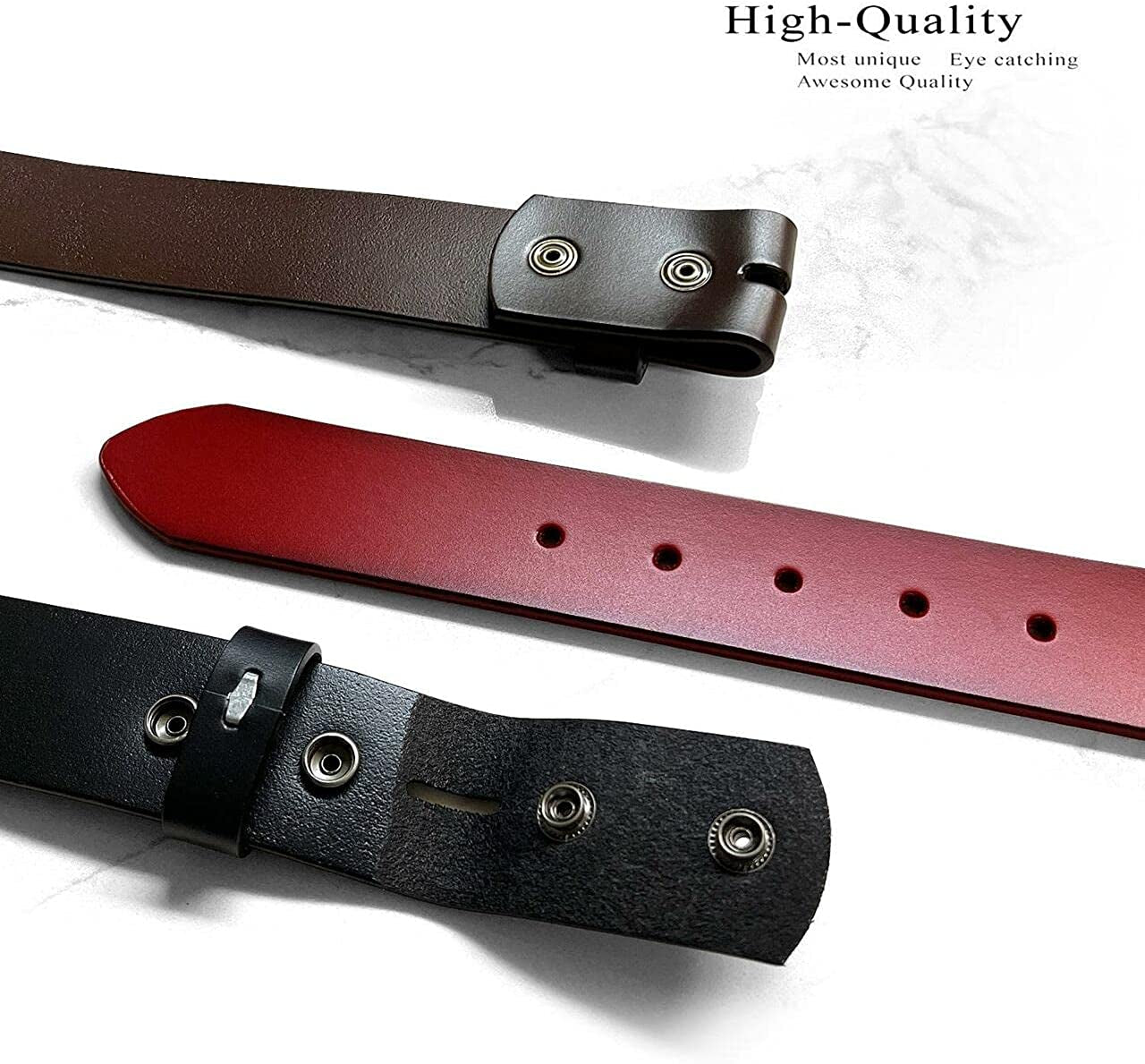 Replacement Belt Strap 100% Genuine Leather Plain Casual Belt Strap with Snaps 1-1/2"(38Mm) Wide Apparel & Accessories > Clothing Accessories > Belts Belts.com