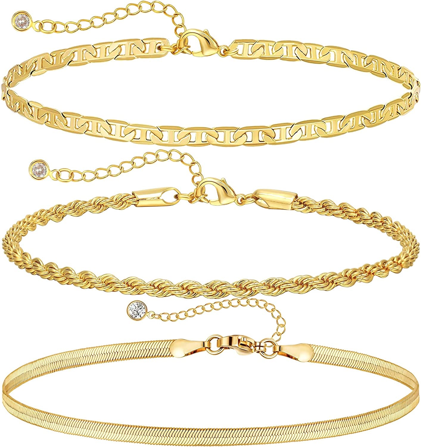 DEARMAY Gold Anklets for Women 14K Gold Ankle Bracelets for Women Waterproof Cuban Link Anklets Set Layered Anklet Bracelets for Women Anklet for Women Gold Jewelry Gift Apparel & Accessories > Jewelry > Anklets DEARMAY K