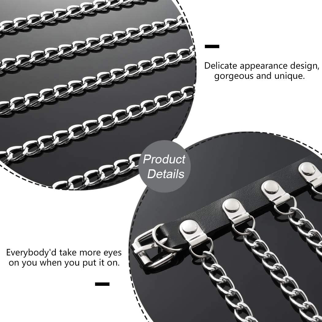 Twinklede Punk Leather Body Chain Silver Tassel Waist Chains Rave Party Belly Chain Nightclub Body Jewelry for Women and Girls Apparel & Accessories > Jewelry > Body Jewelry Twinklede