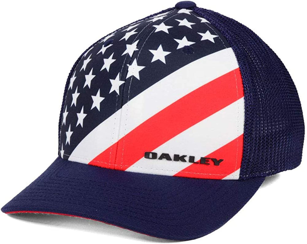 Oakley Indy Stretch-Fitted Cap Apparel & Accessories > Clothing Accessories > Hats Oakley Red/White/Blue Large-X-Large