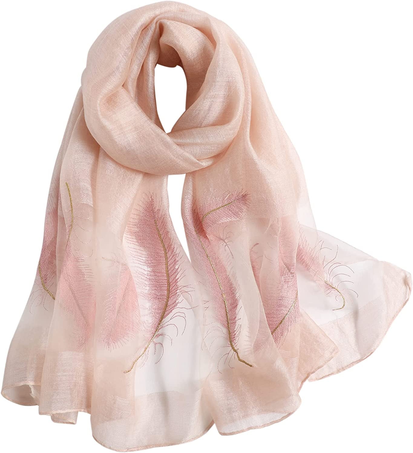 WINCESS.YU Silk Scarf for Women Lightweight Shawls and Wraps for Weddings Fashion Pashmina Shawl Embroidered Scarves Apparel & Accessories > Clothing Accessories > Scarves & Shawls WINCESS.YU 8506-widen