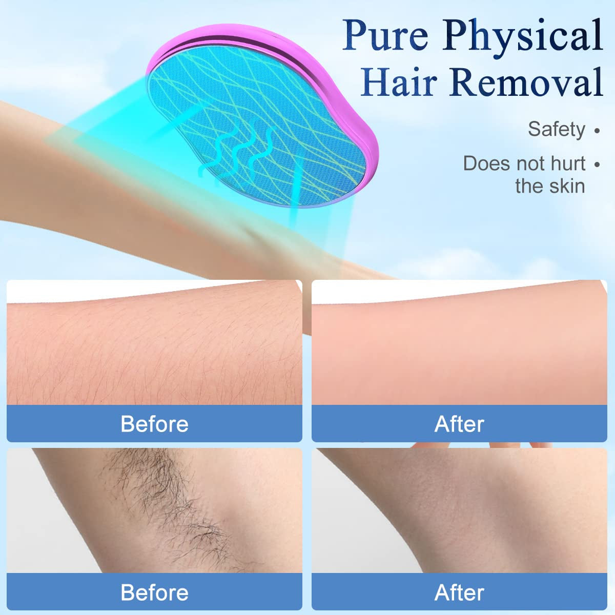 Muisci Crystal Hair Eraser Nano Crystal Painless Hair Removal Tool for Men and Women Reusable Magic Crystal Hair Remover Stone for Body Legs Arms Back Exfoliate Health & Beauty > Personal Care > Foot Care MuiSci