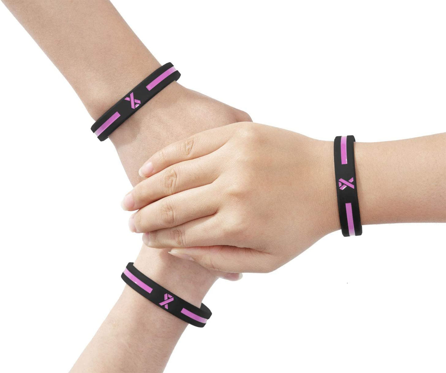Sainstone Pink Awareness Ribbon Silicone Bracelets, Mental Health Awareness Bracelet, Pink Ribbon Wristbands Unisex for Men Women Apparel & Accessories > Jewelry > Bracelets Sainstone