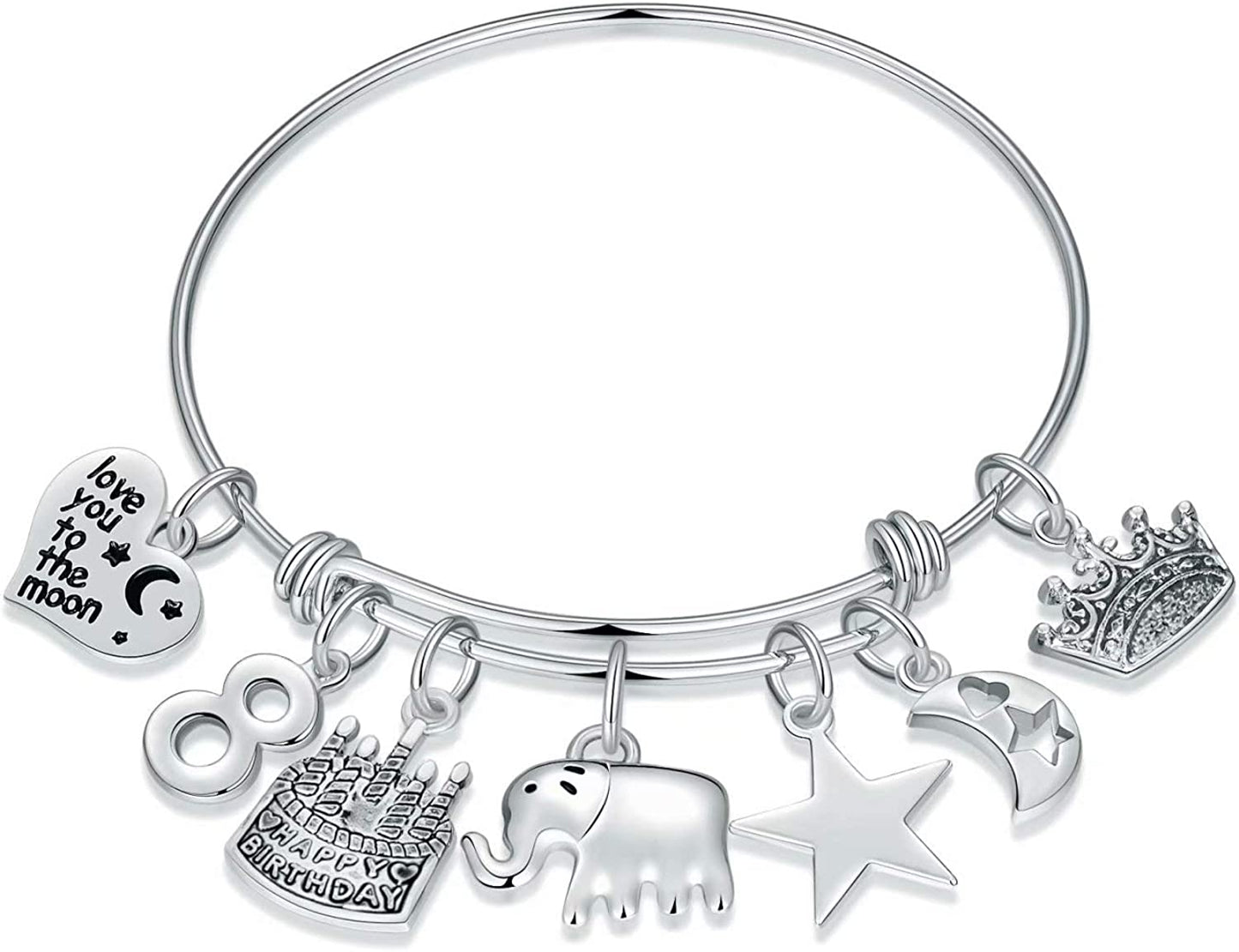 Birthday Gifts for Women Girls Bracelet, Expandable Charm Bracelets 5Th 6Th 7Th 8Th 9Th 10Th 20Th 30Th 40Th 50Th 60Th 70Th 80Th 90Th Birthday Gift for Friend, Mom, Daughter, Niece, Sister, Grandma Apparel & Accessories > Jewelry > Bracelets M MOOHAM "8th"