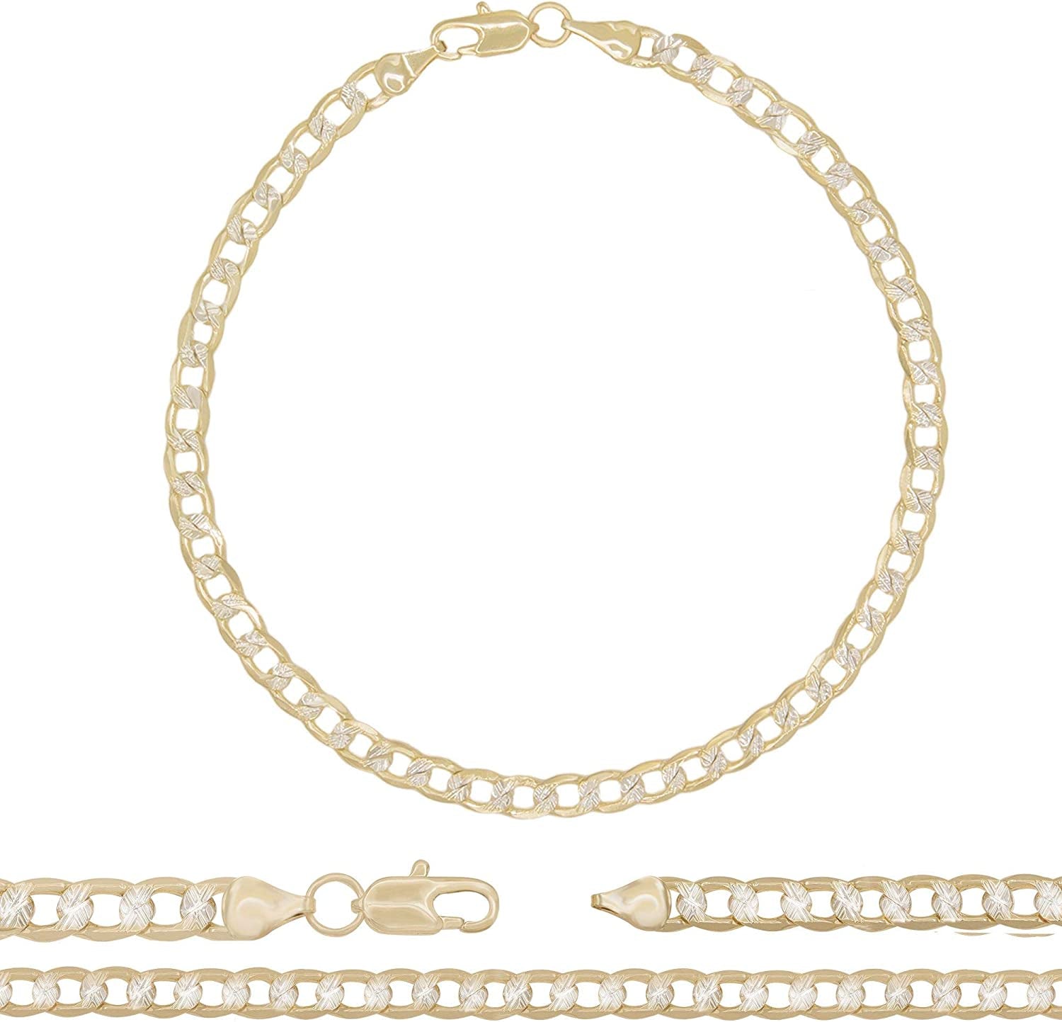 BEBERLINI Cuban Link 14K Gold Filled Diamond Cut Anklet Curb Foot Chain Bracelet Fashion Jewelry Gifts for Women Teen Girls Length 10'' Apparel & Accessories > Jewelry > Anklets BéBérlini 4.5 mm Two Tone