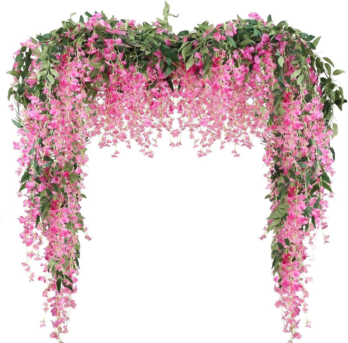 3Pcs 7.2Ft/Piece Artificial Flowers Wisteria Garland Artificial Wisteria Vine Hanging Flower Greenery Garland for Home Garden Outdoor Wedding Arch Floral Decor (White) Light Purple
