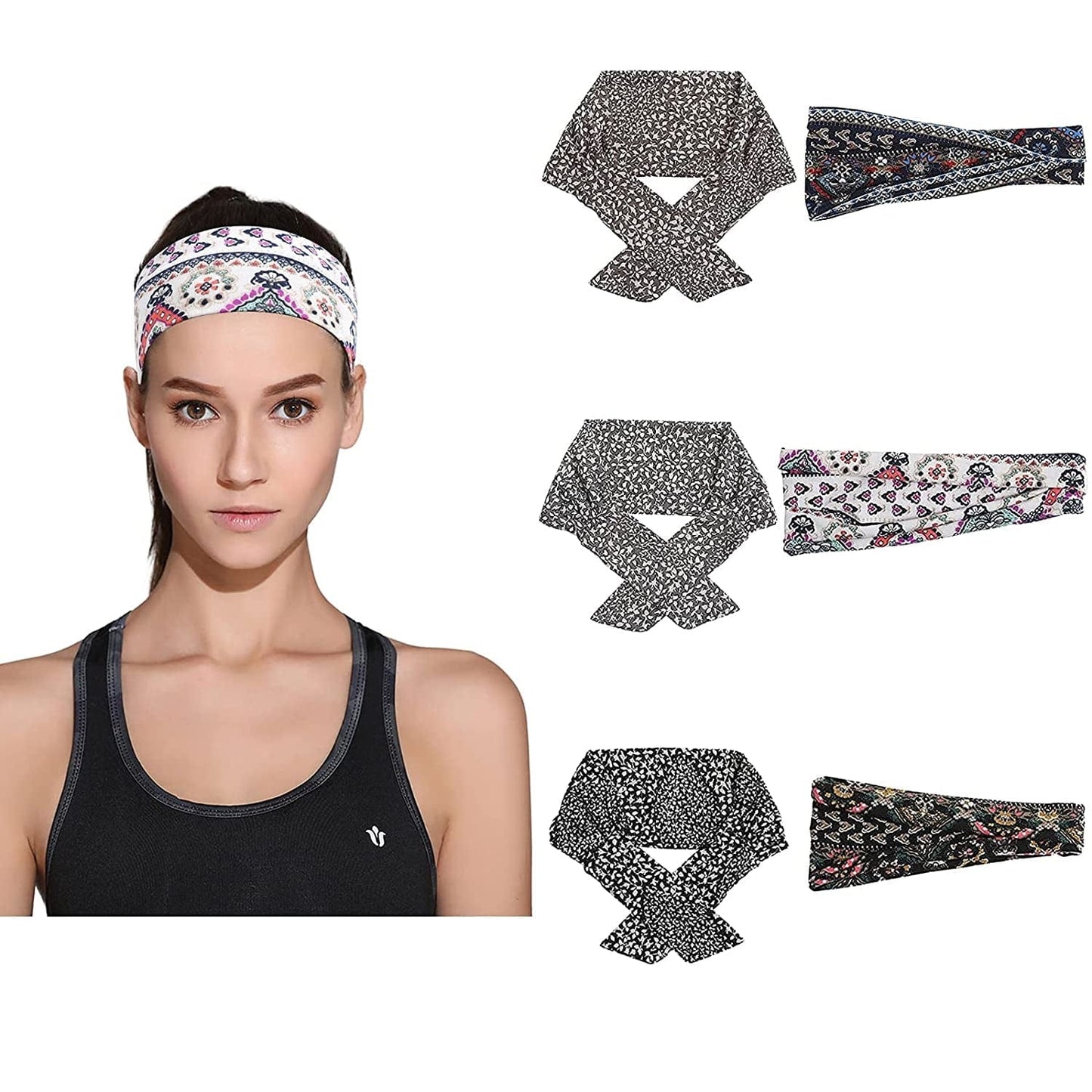 3PCS Adjustable Headband Knotted Hairband - Tie up Head Wrap Headband for Sports/Running/Yoga Apparel & Accessories > Clothing Accessories > Bandanas & Headties Molans Color-D