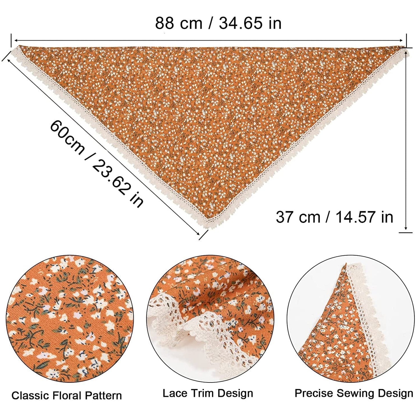 3Pcs Floral Hair Bandanas Chiffon Head Kerchief for Women Girls Boho Hair Scarf Headband Bandana Daisy Lace Head Scarf (Lace Trim Floral(Yellow/Black/Beige)) Apparel & Accessories > Clothing Accessories > Bandanas & Headties AWAYTR