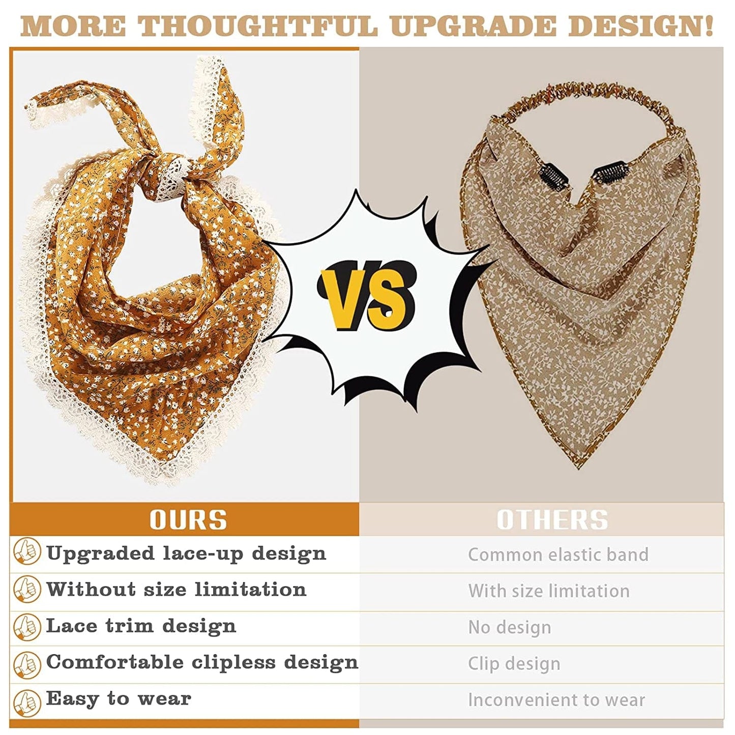 3Pcs Floral Hair Bandanas Chiffon Head Kerchief for Women Girls Boho Hair Scarf Headband Bandana Daisy Lace Head Scarf (Lace Trim Floral(Yellow/Black/Beige)) Apparel & Accessories > Clothing Accessories > Bandanas & Headties AWAYTR