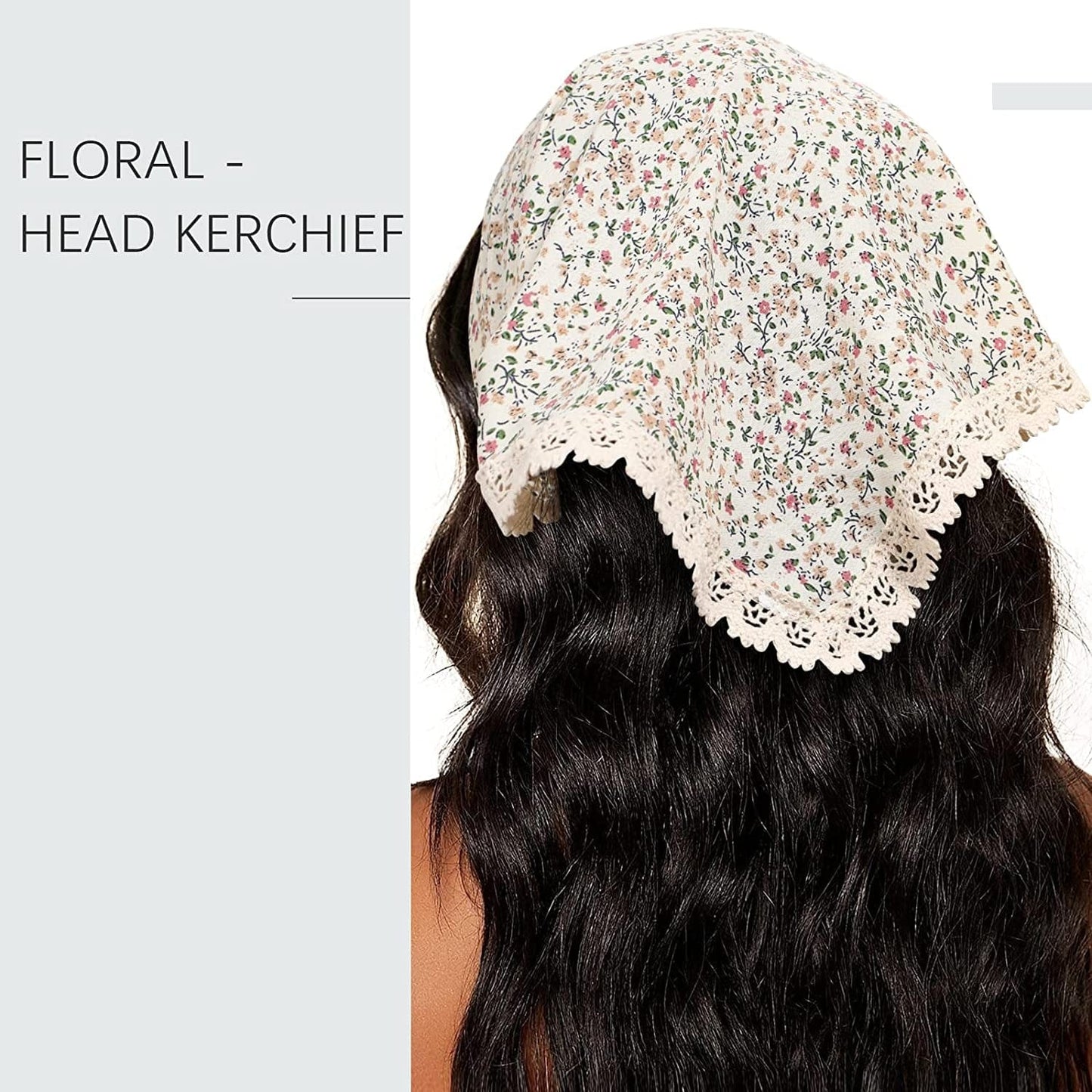 3Pcs Floral Hair Bandanas Chiffon Head Kerchief for Women Girls Boho Hair Scarf Headband Bandana Daisy Lace Head Scarf (Lace Trim Floral(Yellow/Black/Beige)) Apparel & Accessories > Clothing Accessories > Bandanas & Headties AWAYTR