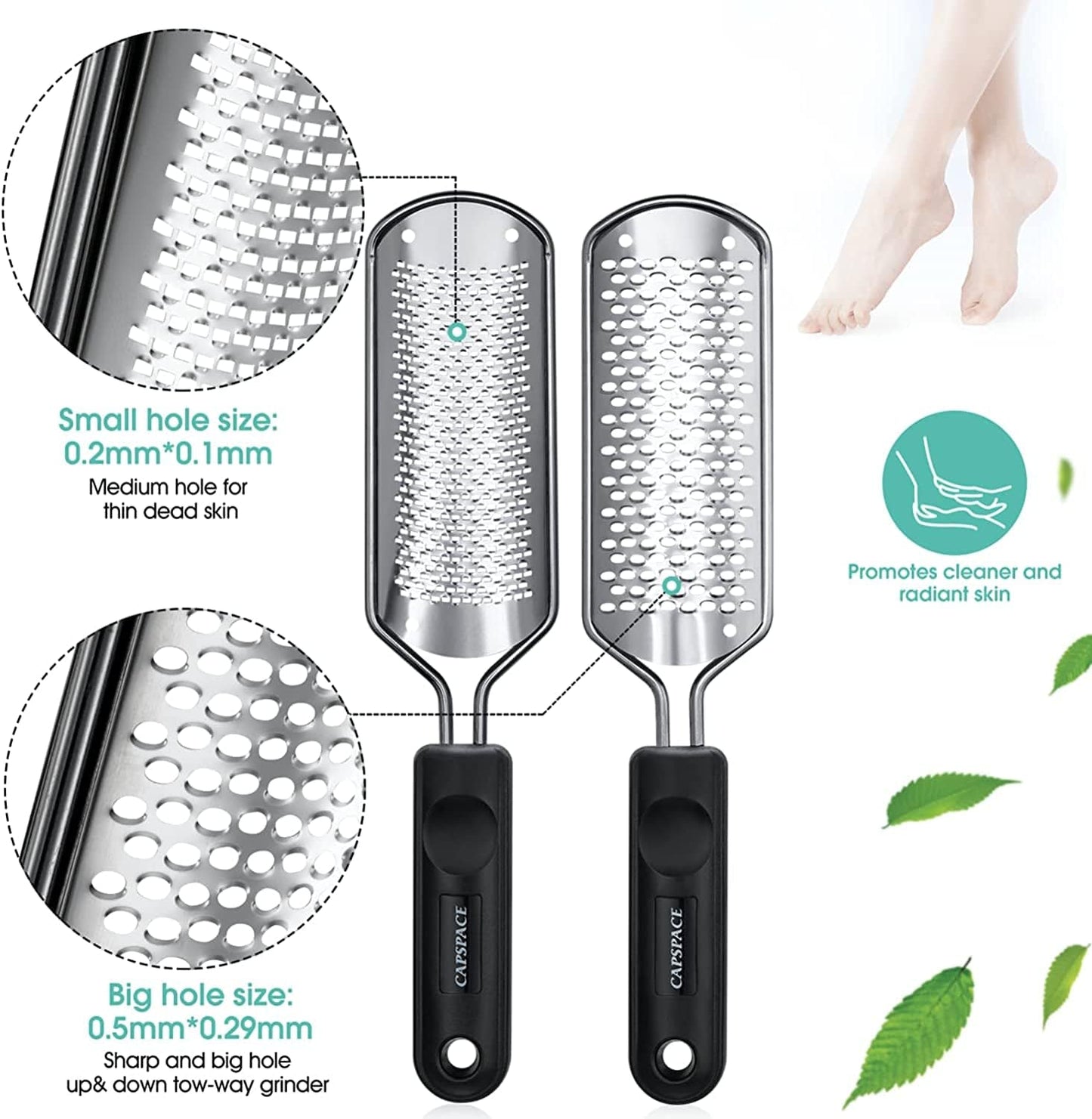 3Pcs Foot Files for Pedicures, 2 Stainless Steel Foot File Graters with an Extra Strong Removable Frame and a 2 Sided Foot File. Great Foot Care Products to Make Your Feet Look Healthy &Feel Refreshed Health & Beauty > Personal Care > Foot Care Capspace