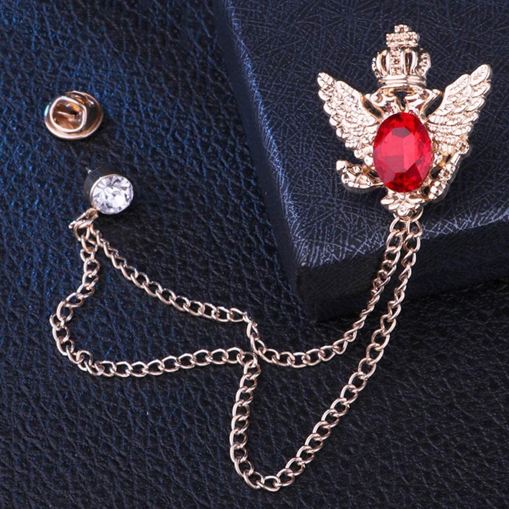 3PCS Men'S Brooch Suit Pin Badge with Chains Brooch Buckle Chain Collar Lapel Pin for Men Shirt Collar Pin Chain Brooch Decoration Metal Brooch Pin Clips for Women Suit Tuxedo Tie Hat Scarf