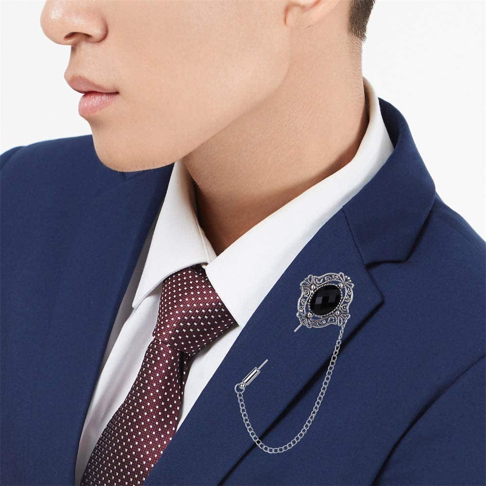 3PCS Men'S Brooch Suit Pin Badge with Chains Brooch Buckle Chain Collar Lapel Pin for Men Shirt Collar Pin Chain Brooch Decoration Metal Brooch Pin Clips for Women Suit Tuxedo Tie Hat Scarf