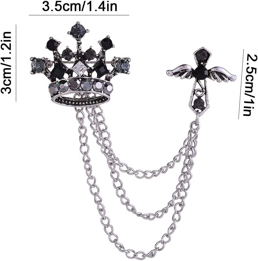 3PCS Men'S Brooch Suit Pin Badge with Chains Brooch Buckle Chain Collar Lapel Pin for Men Shirt Collar Pin Chain Brooch Decoration Metal Brooch Pin Clips for Women Suit Tuxedo Tie Hat Scarf
