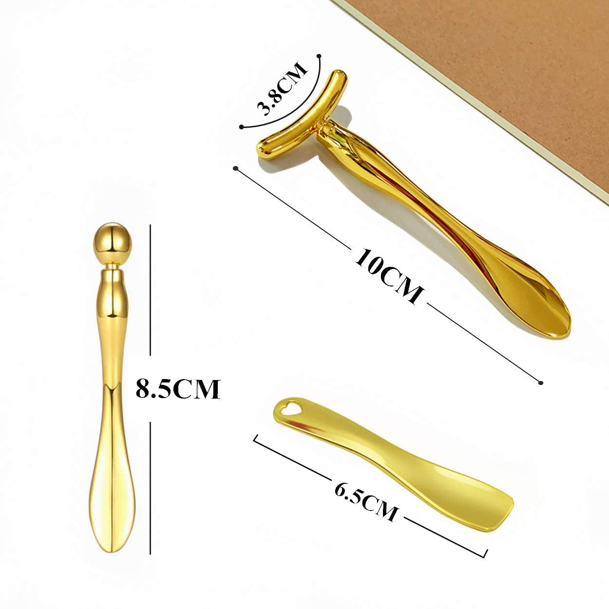 3Pcs Metal Eye and Face Cream Applicator Stick Cosmetics Spoon Spatula, Massager Tool for Facial Massage, under Eye Roller Reduce Puffiness Health & Beauty > Personal Care > Cosmetics > Cosmetic Tools > Skin Care Tools GOERTI