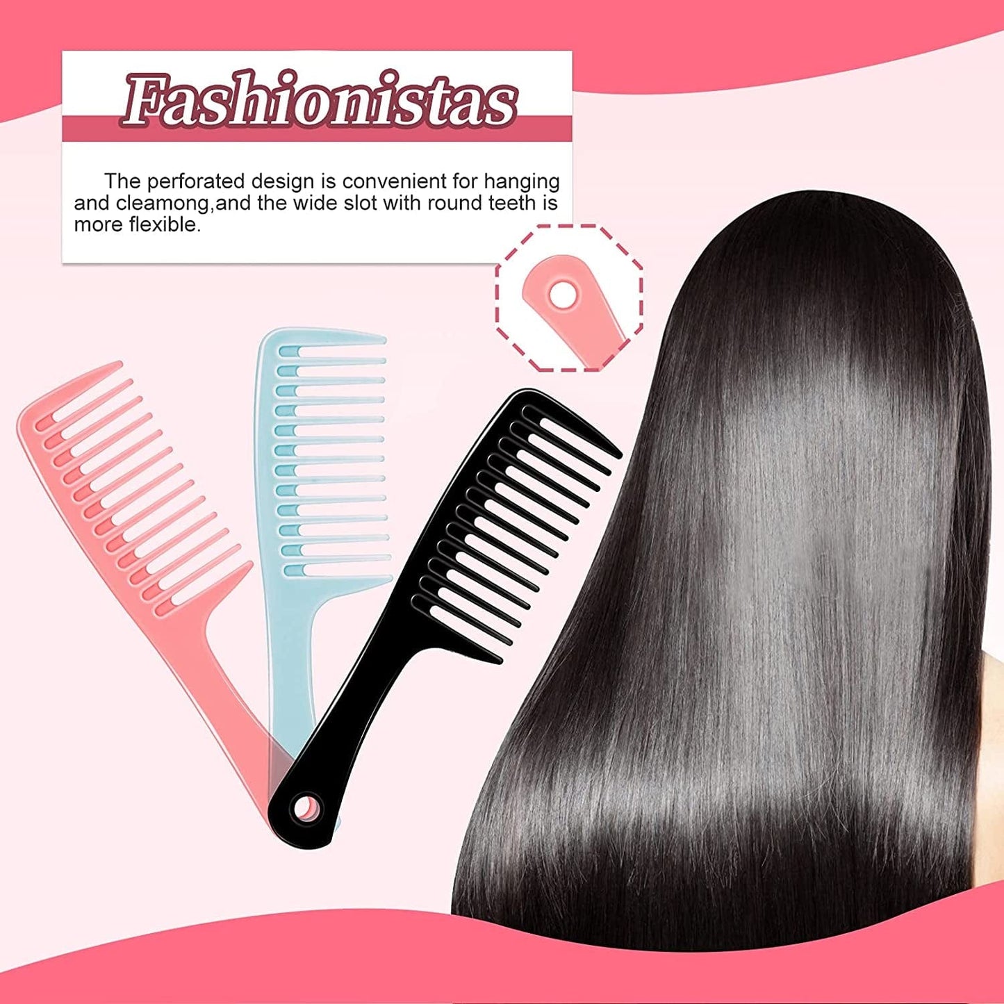 3Pcs Wide Tooth Detangling Comb : Wide Tooth Comb and Large Hair Detangling Comb,Durable Hair Brush for Best Styling and Professional Hair Care, Suitable for Curly Hair, Long Hair, Wet Hair,Wide Tooth Comb for Curly Hair (Pink|Blue|Black) Health & Beauty > Personal Care > Hair Care Trati