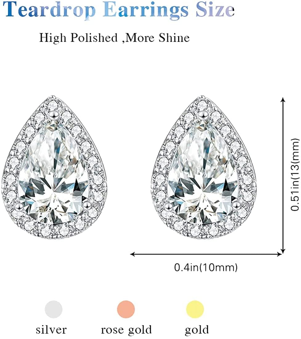 4/6 Pairs Bridesmaids Earrings Classic Cubic Zirconia Teardrop Stud Earrings for Women Girls I Couldn’T Tie a Knot without You Brides Bridesmaids Proposal Wedding Jewelry Gifts