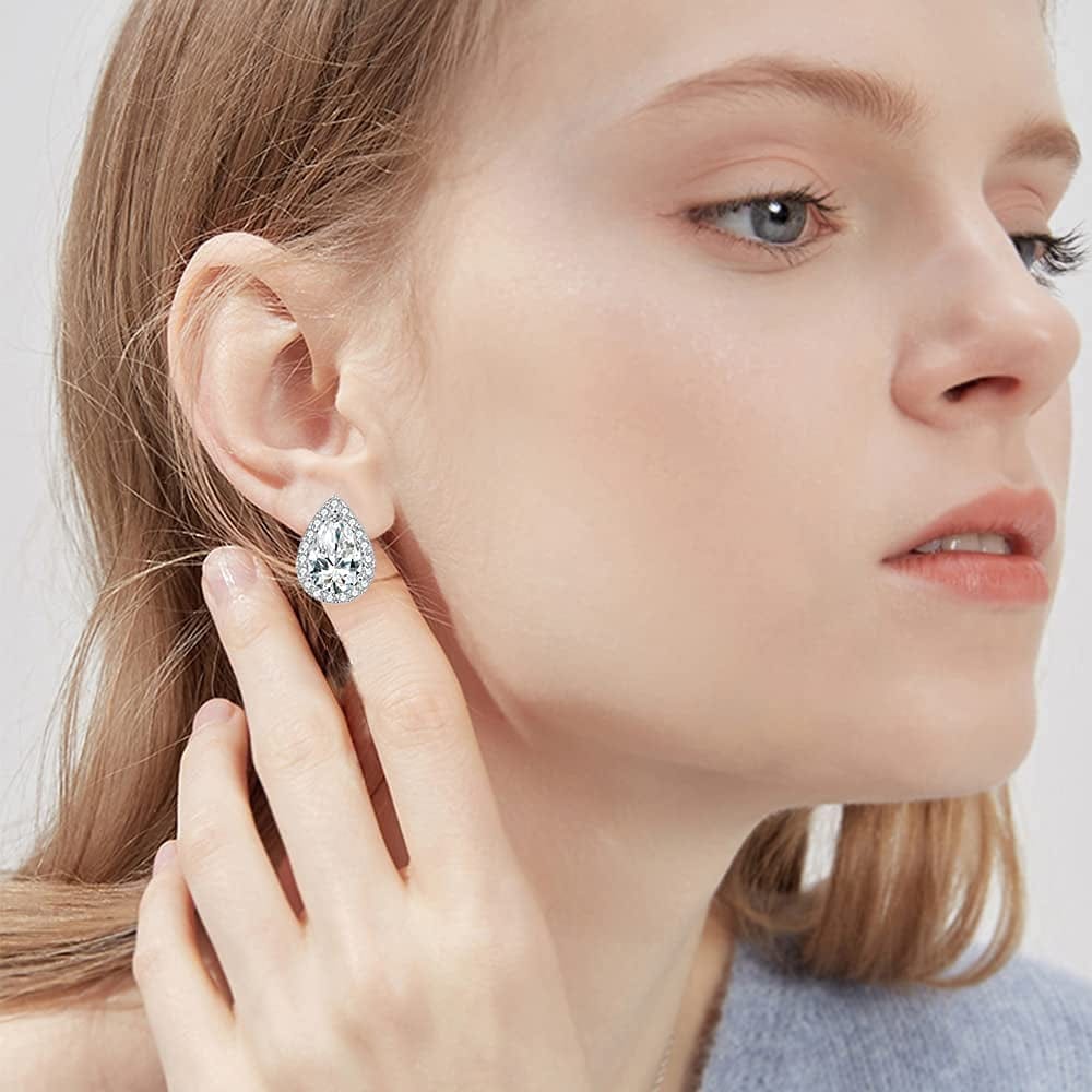 4/6 Pairs Bridesmaids Earrings Classic Cubic Zirconia Teardrop Stud Earrings for Women Girls I Couldn’T Tie a Knot without You Brides Bridesmaids Proposal Wedding Jewelry Gifts