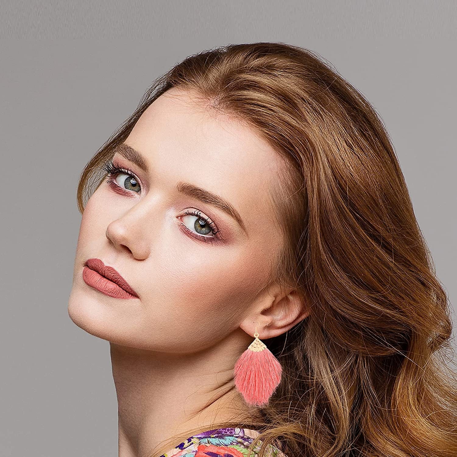 4-9 Pairs Rattan Earrings Tassel Earrings for Women Girls Lightweight Acrylic Geometric Statement Woven Bohemian Earrings Handmade Straw Wicker Braid Hoop Drop Dangle Earrings