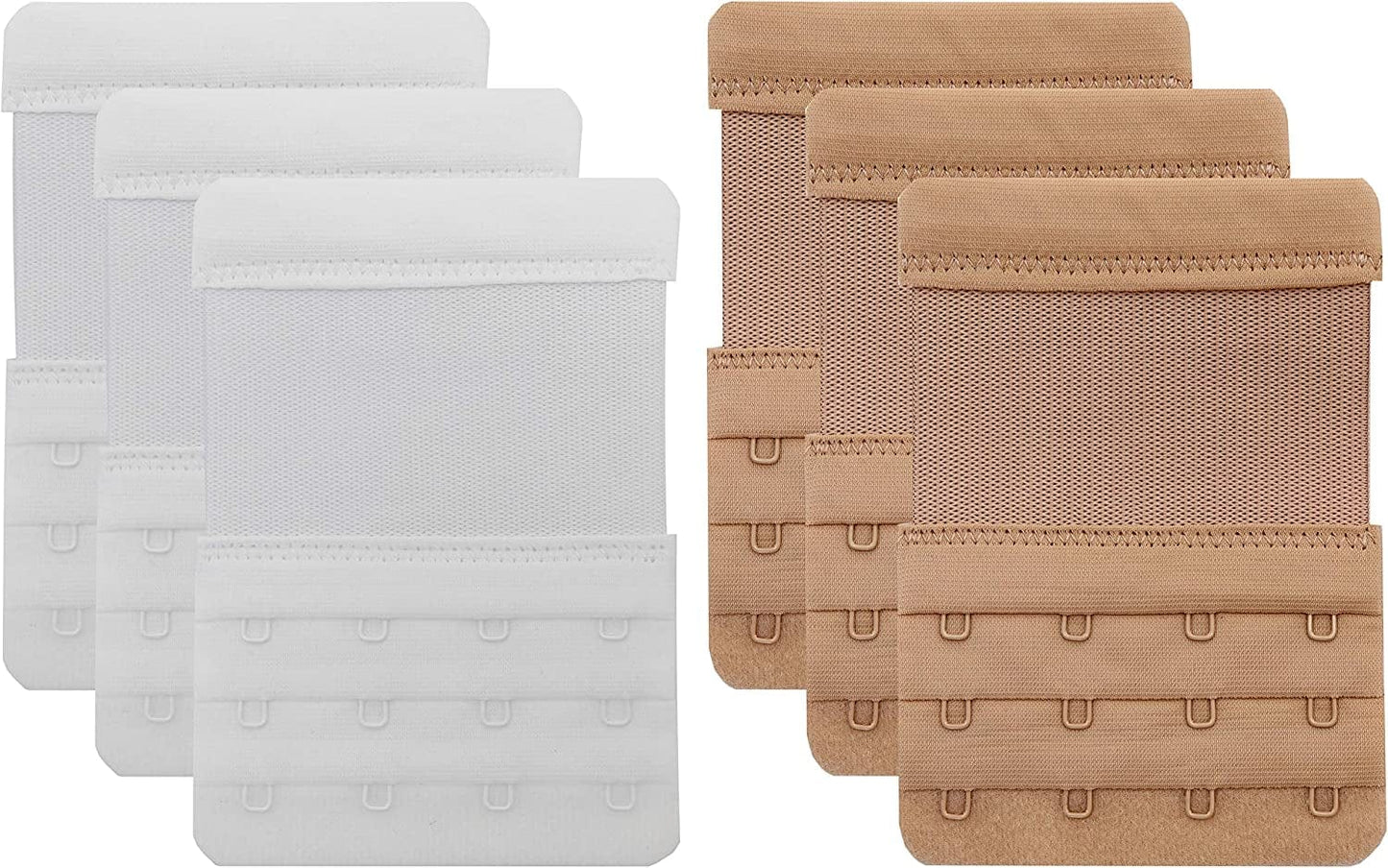 4 Hook Bra Extenders,Stretchy Soft and Comfortable Bra Strap Extender White/Skin Color- 6 Pcs Pack