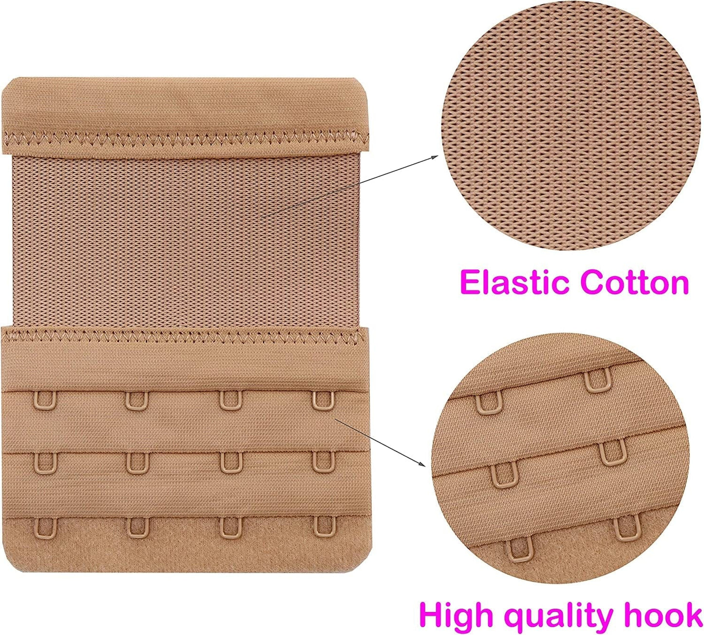 4 Hook Bra Extenders,Stretchy Soft and Comfortable Bra Strap Extender