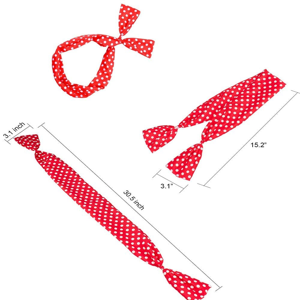 4 Pack Bandanas for Women, Wire Headband Retro Bowknot Polka Dot Wire Hair Holders Red Hairband, 4 Pieces Apparel & Accessories > Clothing Accessories > Bandanas & Headties AHONEY