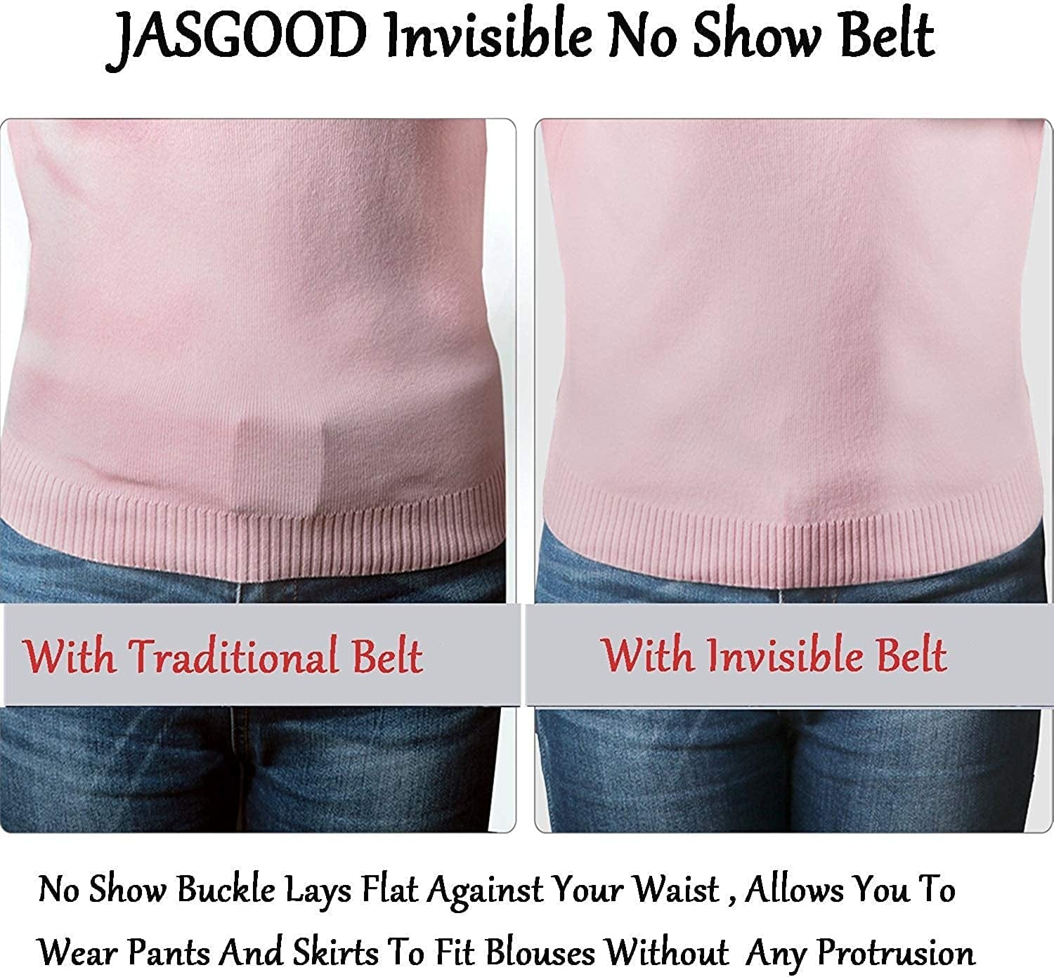 4 Pack Invisible Women Stretch Belt No Show Elastic Web Strap Belt with Flat Buckle for Jeans Pants Dresses Apparel & Accessories > Clothing Accessories > Belts KYLIE MAX