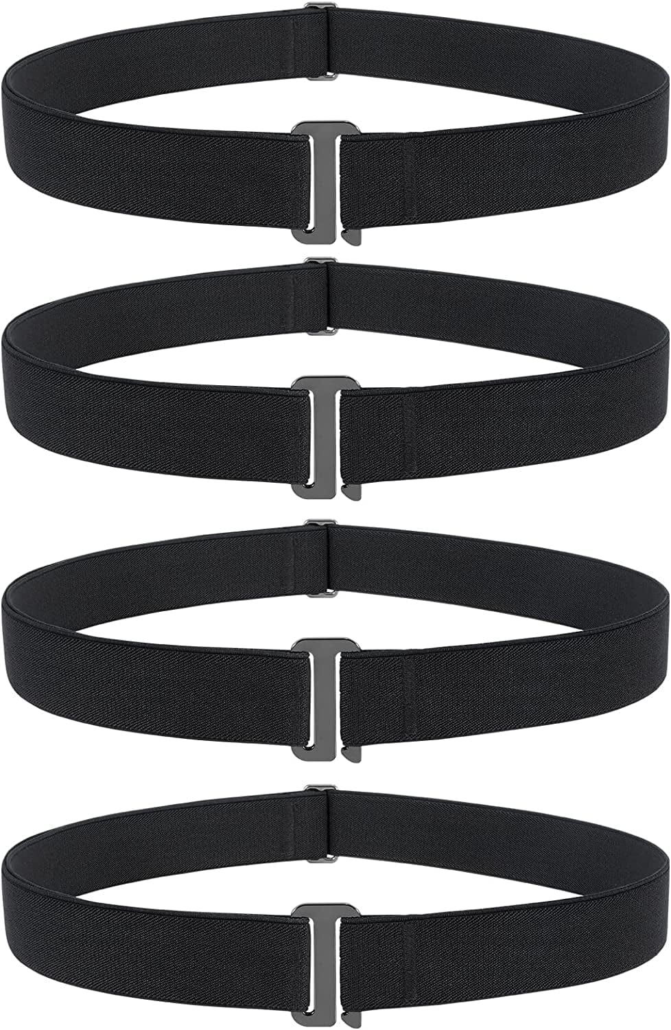4 Pack Invisible Women Stretch Belt No Show Elastic Web Strap Belt with Flat Buckle for Jeans Pants Dresses Apparel & Accessories > Clothing Accessories > Belts KYLIE MAX O-black+black+black+black US Size 16+