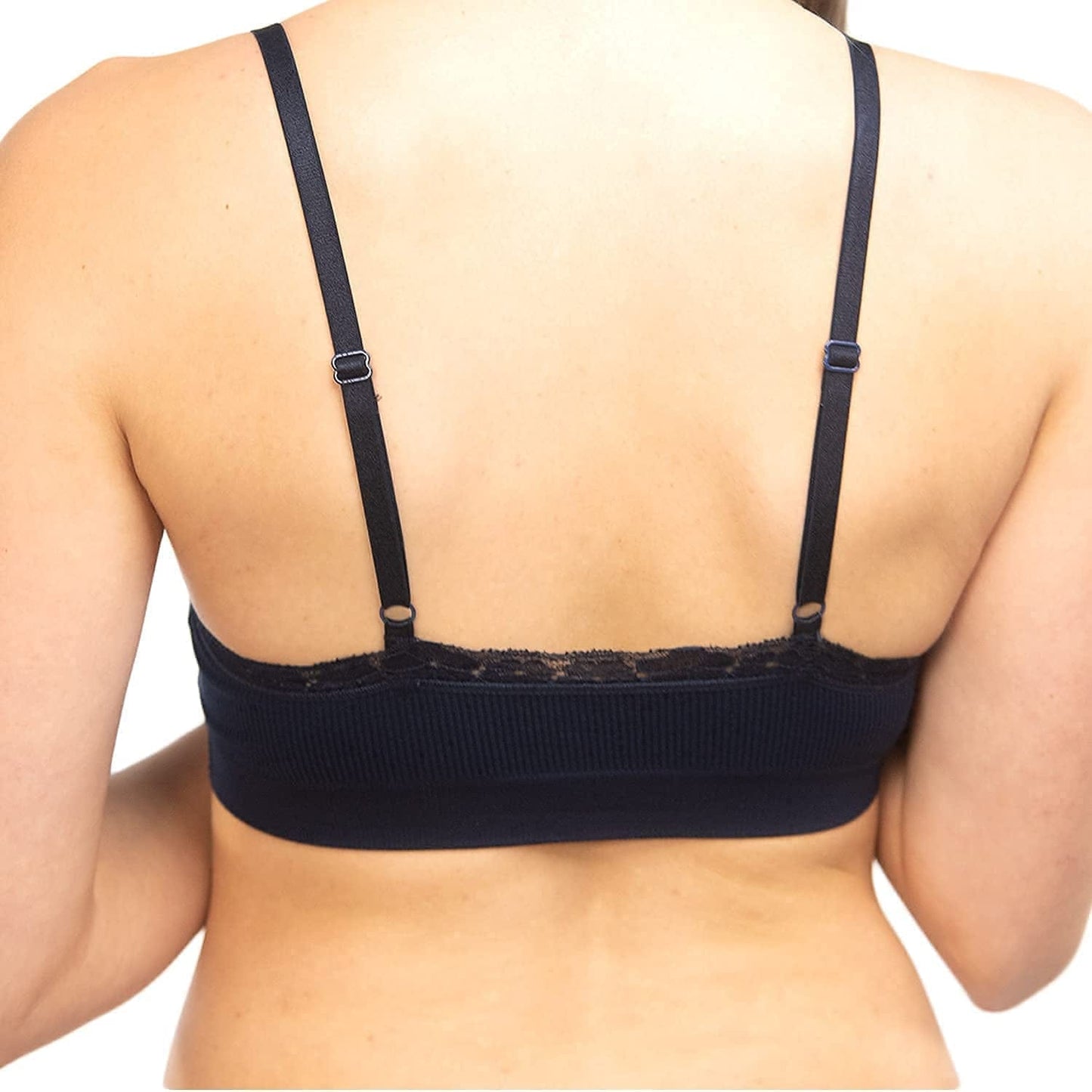 4-Pack Lace Bralletes for Women, Wireless Padded Bra with Adjustable Spaghetti Straps
