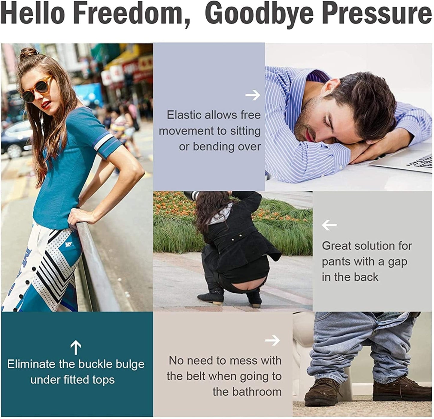 4 Pack No Buckle Belt, JASGOOD Buckle Free Stretch Belt for Women and Men Jeans Pants Apparel & Accessories > Clothing Accessories > Belts KYLIE MAX