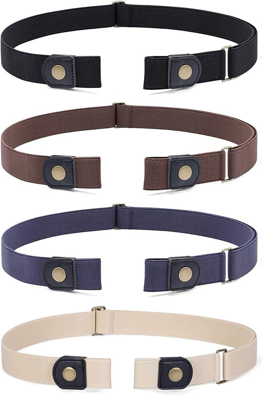 4 Pack No Buckle Belt, JASGOOD Buckle Free Stretch Belt for Women and Men Jeans Pants Apparel & Accessories > Clothing Accessories > Belts KYLIE MAX