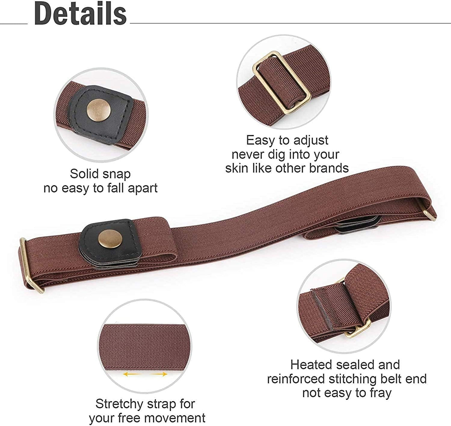 4 Pack No Buckle Belt, JASGOOD Buckle Free Stretch Belt for Women and Men Jeans Pants Apparel & Accessories > Clothing Accessories > Belts KYLIE MAX