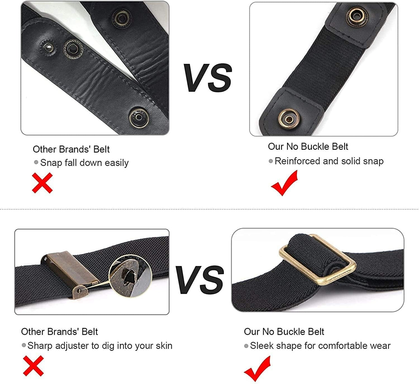 4 Pack No Buckle Belt, JASGOOD Buckle Free Stretch Belt for Women and Men Jeans Pants Apparel & Accessories > Clothing Accessories > Belts KYLIE MAX