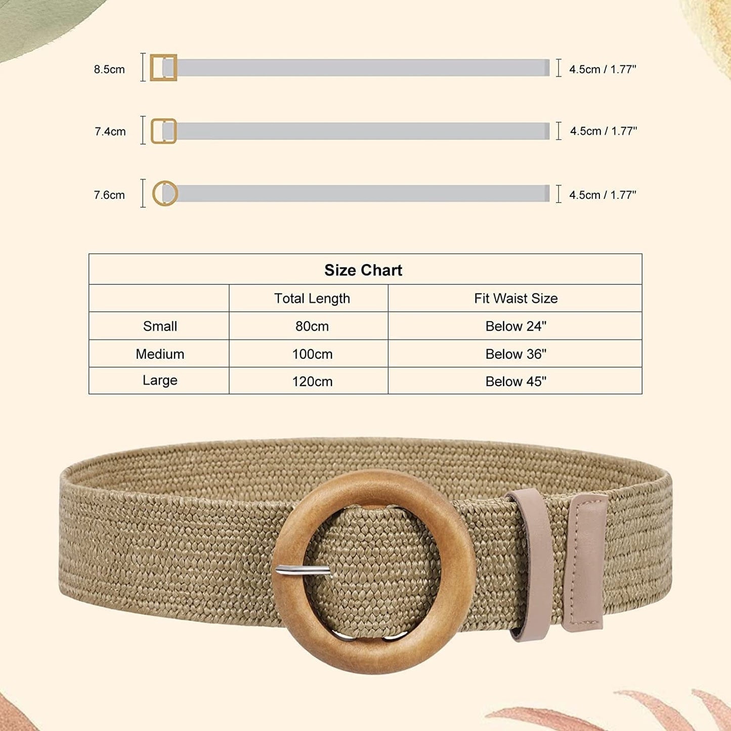 4 Pack Straw Woven Elastic Stretch Waist Belt Fashion Boho Dress Braided Belts for Women Apparel & Accessories > Clothing Accessories > Belts VONMELLI