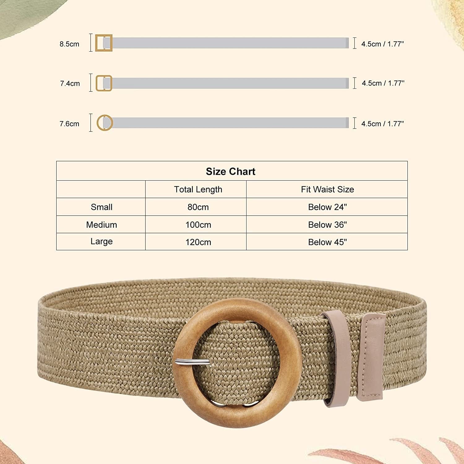 4 Pack Straw Woven Elastic Stretch Waist Belt Fashion Boho Dress Braided Belts for Women Apparel & Accessories > Clothing Accessories > Belts VONMELLI