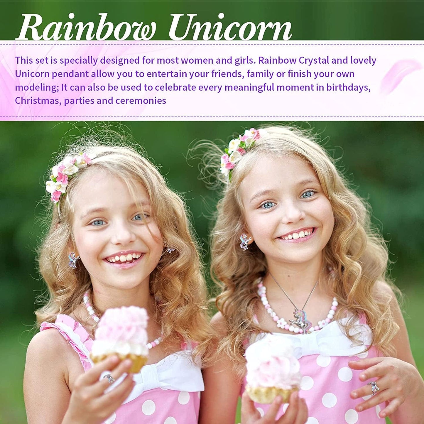 4 Pack Unicorn Jewelry Set Kids Jewelry for Girls Rainbow Unicorn Necklace Bracelet Earrings and Ring for Women Teen Girls Jewelry Unicorn Gifts Set