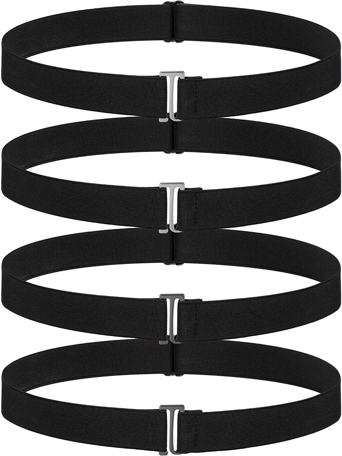 4 Pack Women No Show Invisible Belt Elastic Stretch Waist Belt with Flat Buckle Apparel & Accessories > Clothing Accessories > Belts SATINIOR Black