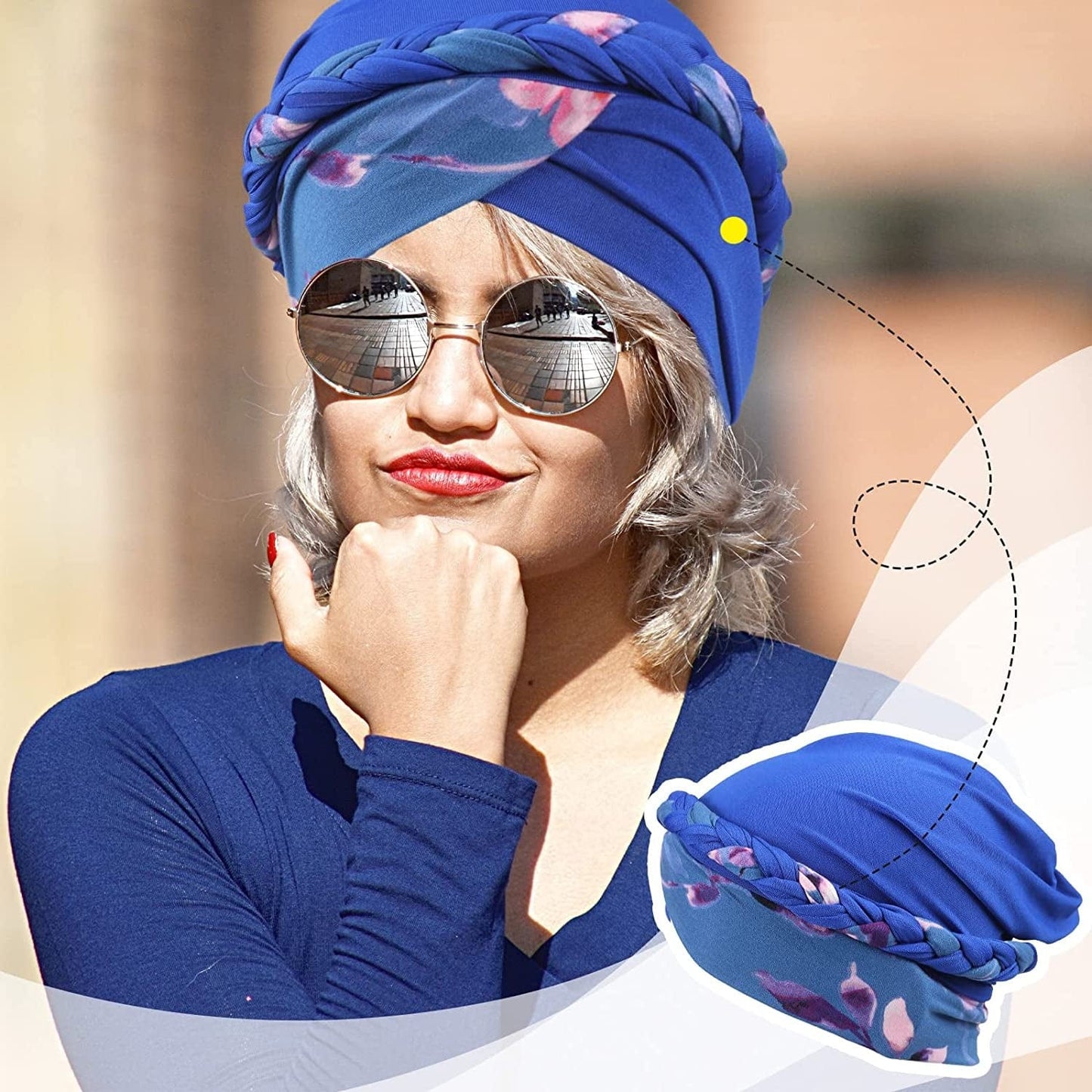 4 Pack Womens Turban Cap Head Wraps Covers Pre Tied Twisted Braid Cancer Beanies Headwear Wrap Scarf for Sleeping Apparel & Accessories > Clothing Accessories > Headwear Hercicy