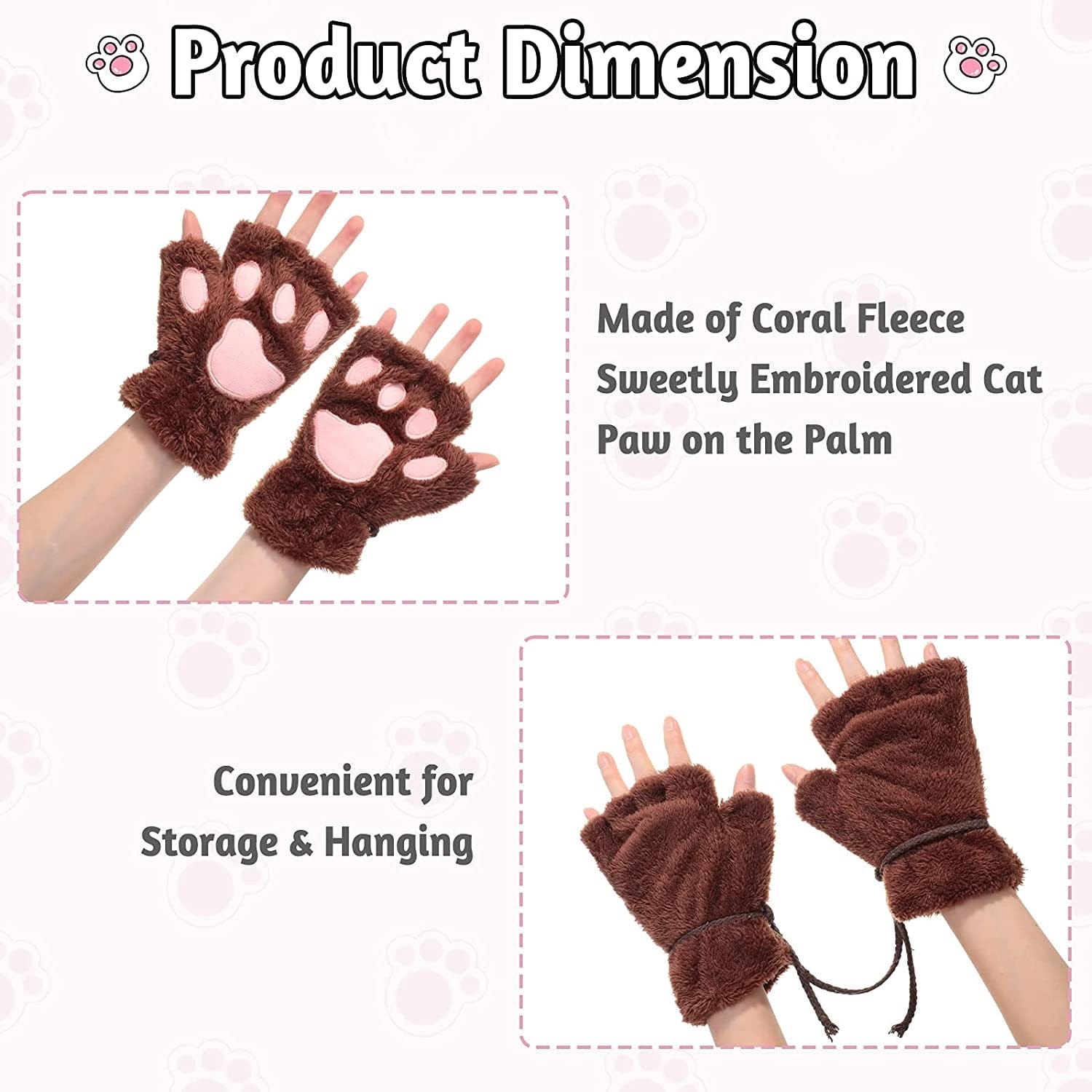 4 Pairs Cat Paw Gloves Fingerless Gloves Mittens Half Finger Paw Gloves Winter Plush Gloves for Kids Adult Cosplay Apparel & Accessories > Clothing Accessories > Gloves & Mittens SATINIOR