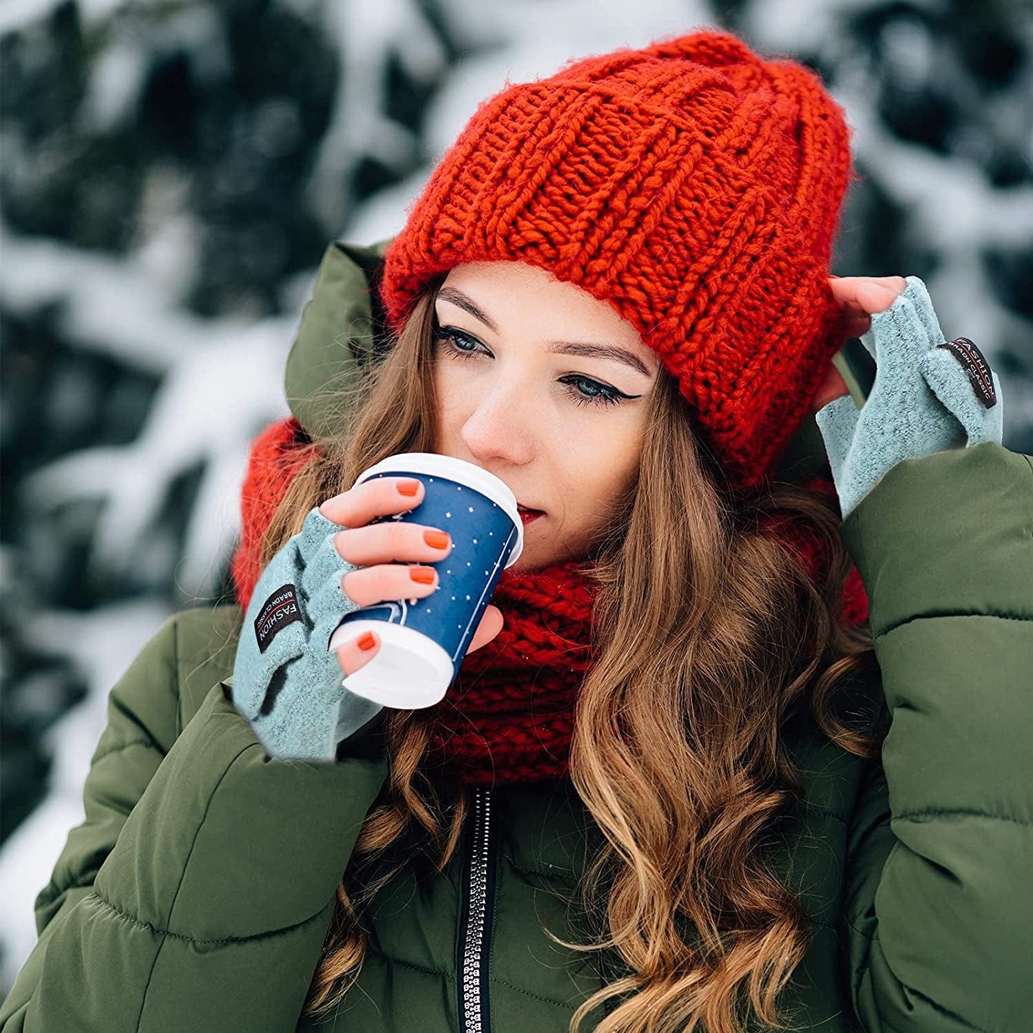 4 Pairs Fingerless Gloves Winter Knitted Mittens with Cover Convertible Mittens for Women Men Cold Weather Apparel & Accessories > Clothing Accessories > Gloves & Mittens SATINIOR